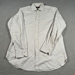 ETRO Dress Shirt Men 42 White Seersucker Long‎ Sleeve Made in Italy Designer